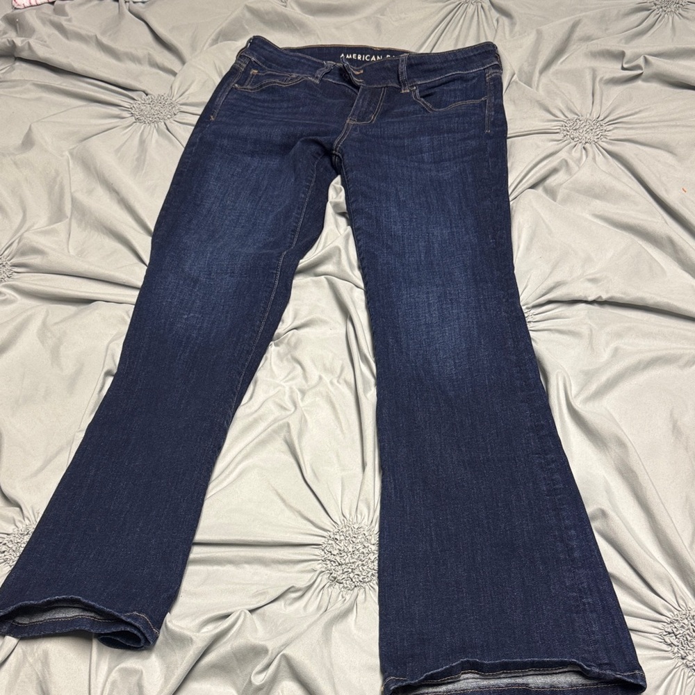 American Eagle Outfitters Dark Blue Kick Boot Next Level Stretch Jeans